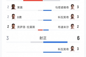 跌宕起伏,葡萄牙2-1克罗地亚全场数据:射门15-13,射正3-6